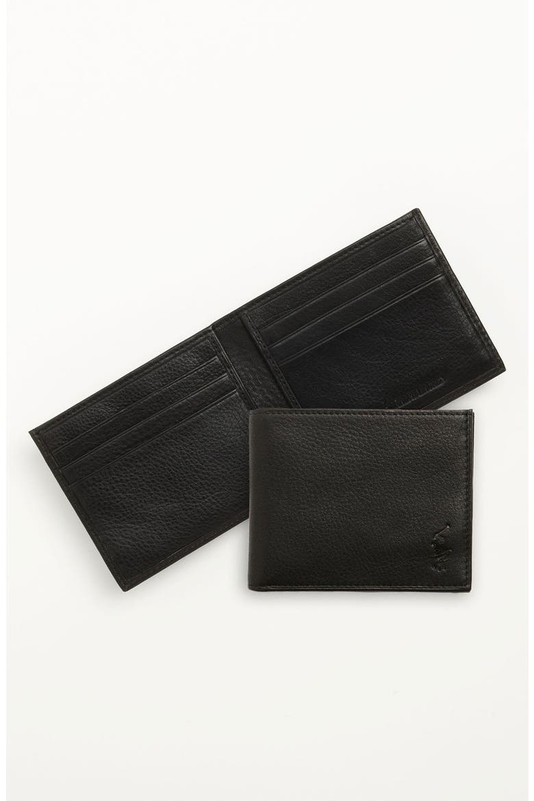 Bifold Leather Wallet, Alternate, color, BLACK