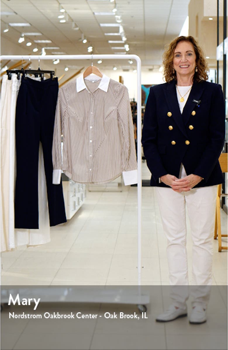 Marisol Stripe Contrast Detail Cotton Blend Button-Up Shirt, sales video thumbnail