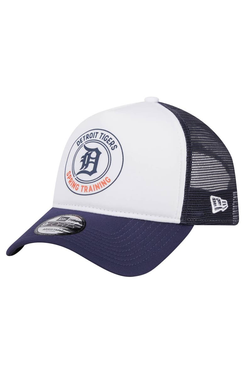 New Era Men's New Era White/Navy Detroit Tigers Spring Training Circle Foam A-Frame 9FORTY Trucker Adjustable Hat, Alternate, color, 