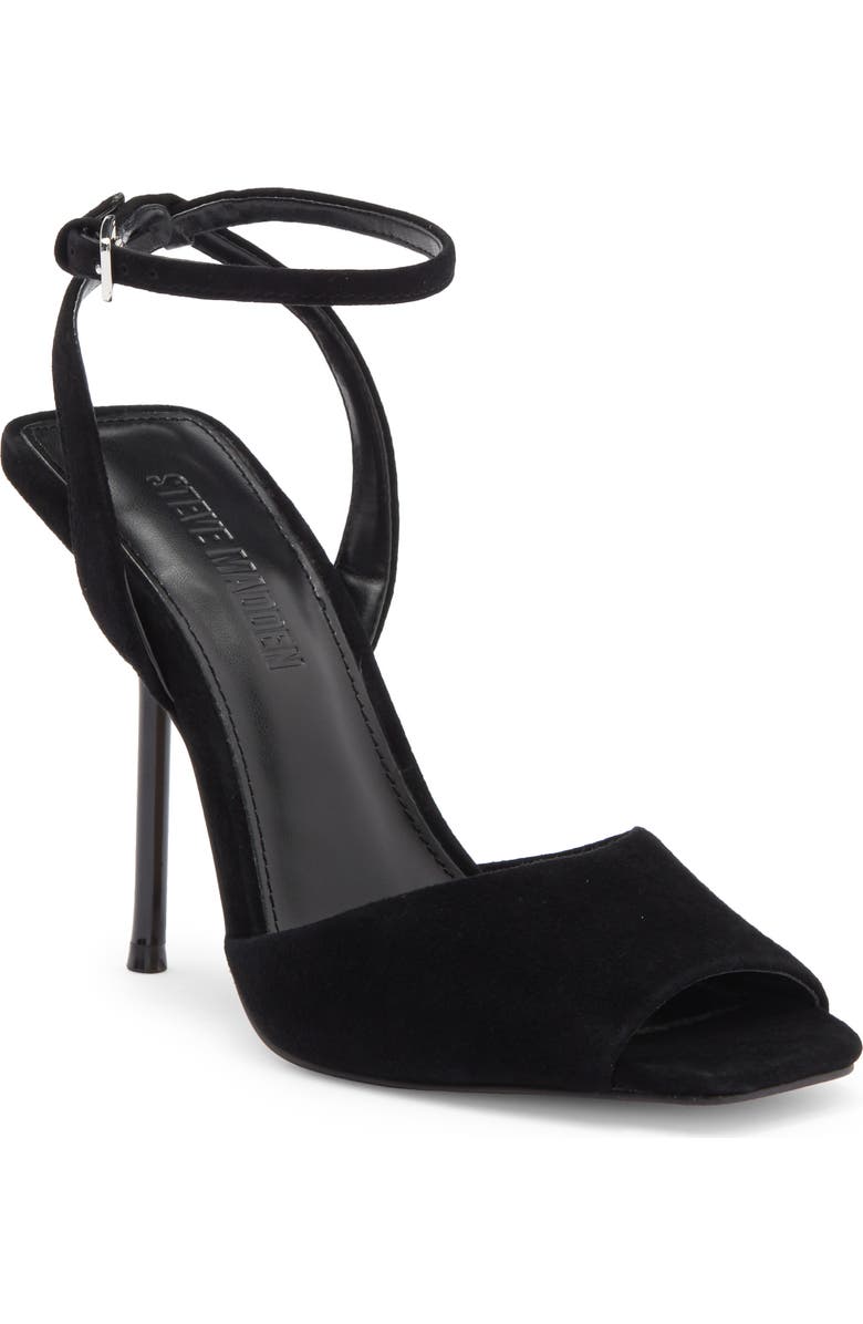 Steve Madden Lilac Ankle Strap Sandal, Main, color, Black Suede