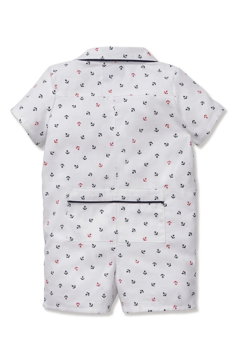 Petite Plume Anchors Away One-Piece Brushed Twill Pajamas, Alternate, color, 