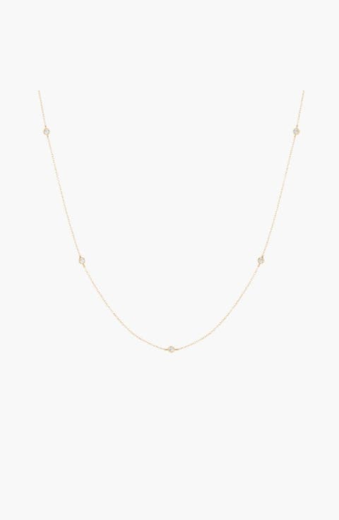 Lab Grown White Sapphire Station Necklace
