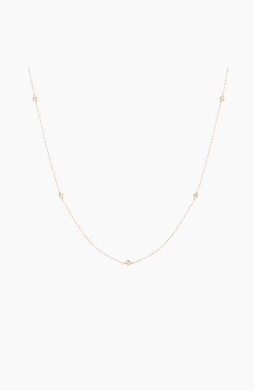 Aurate Lab Grown White Sapphire Station Necklace in Yellow Gold at Nordstrom, Size 18