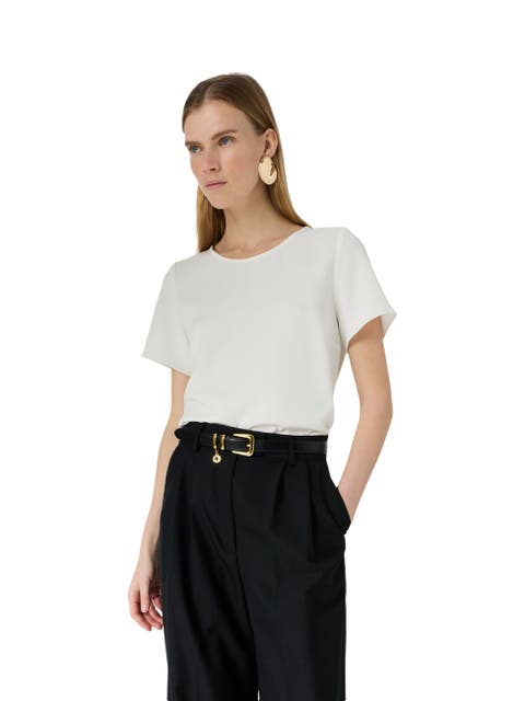 Ciara Metallic Trim Round Neck Top
