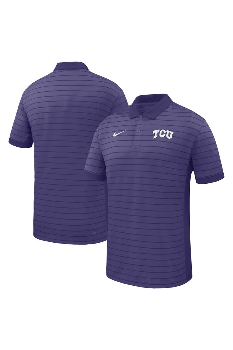 Men's Nike Purple TCU Horned Frogs 2025 Early Season Coaches Sideline Victory Stripe Performance Polo, Main, color, Purple