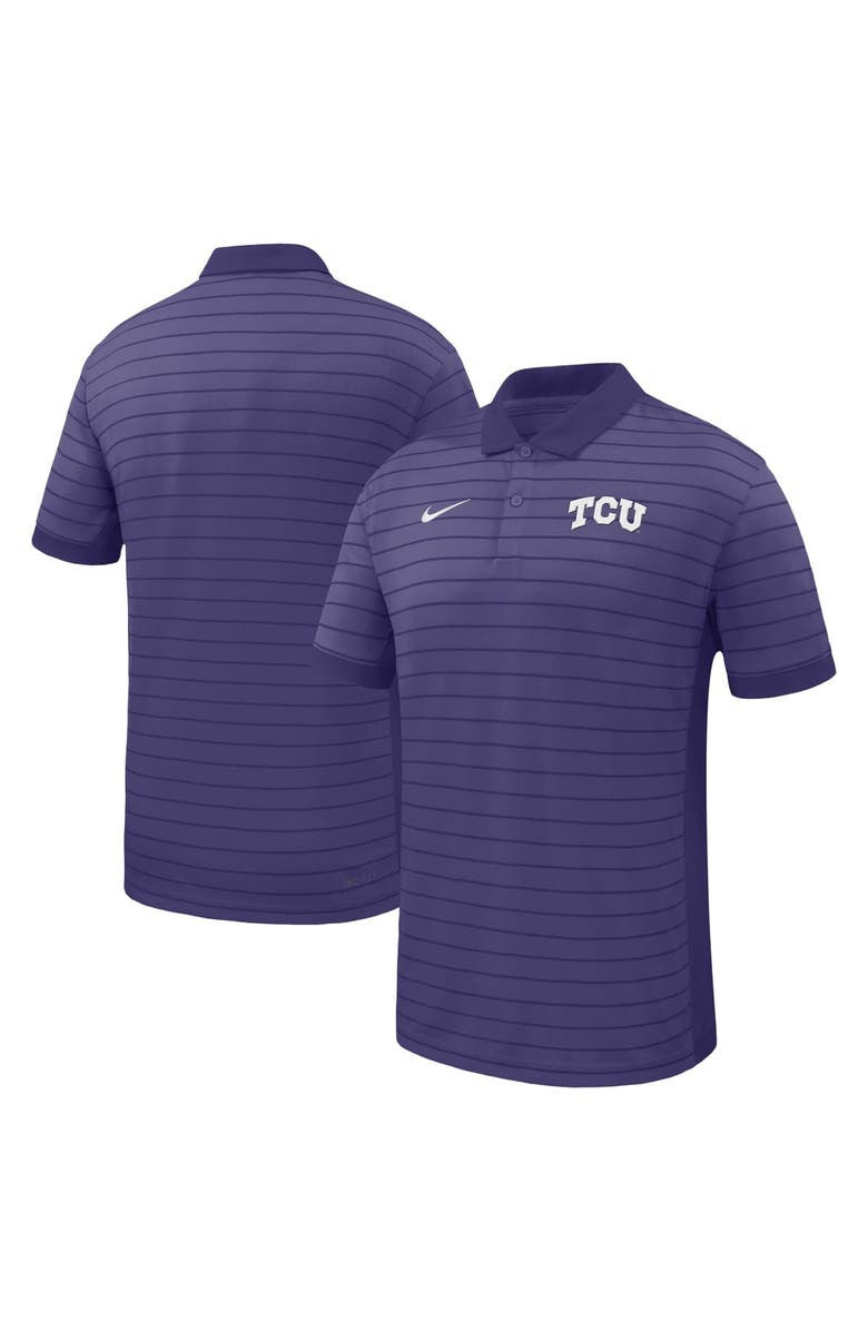 Nike Men's Nike Purple TCU Horned Frogs 2025 Early Season Coaches Sideline Victory Stripe Performance Polo, Main, color, Purple