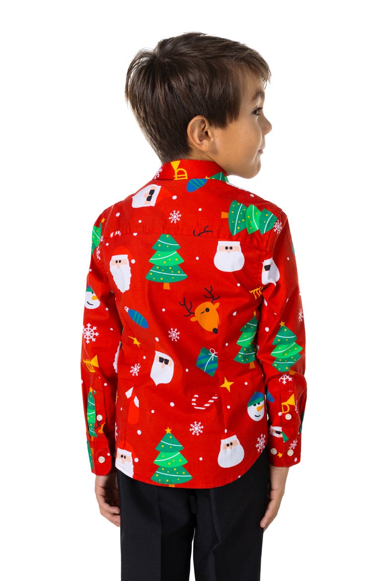 Kids' Festivity Red Icons Long Sleeve Shirt, Alternate, color, RED