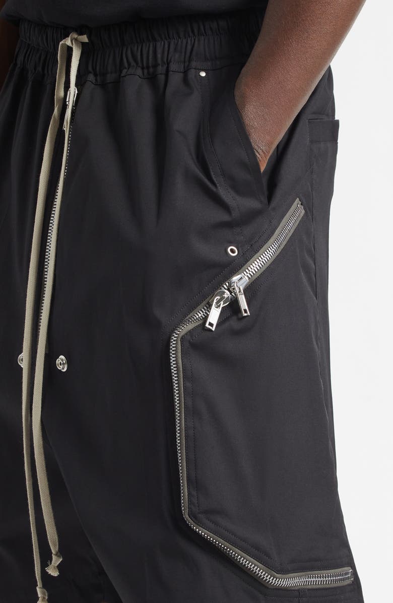 Rick Owens Heizer Bela Stretch Poplin Zip Shorts, Alternate, color, Black