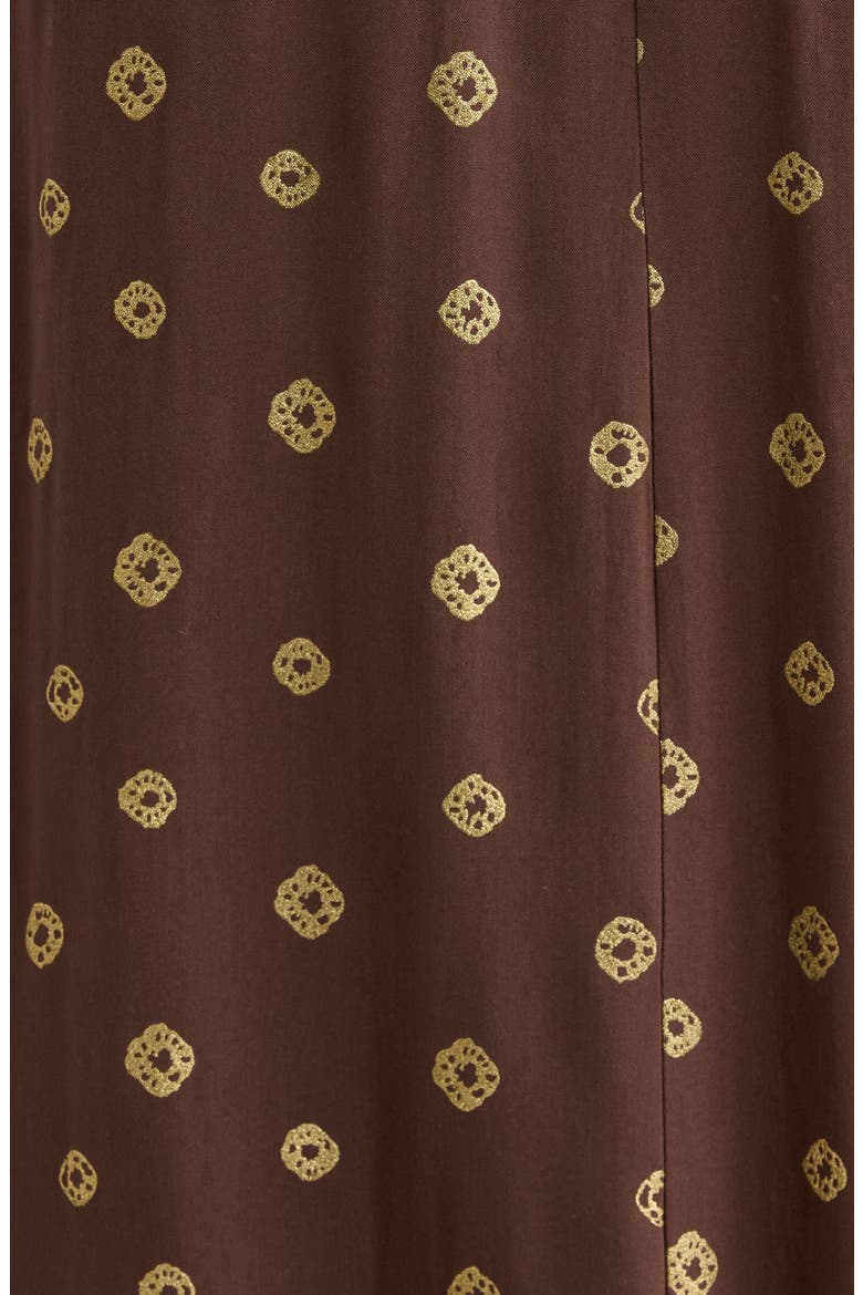 V-Neck Maxi Cover-Up Dress, Alternate, color, BROWN POLKA
