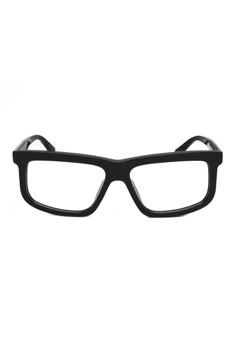 57mm Rectangular Optical Glasses, Main, color, BLACK