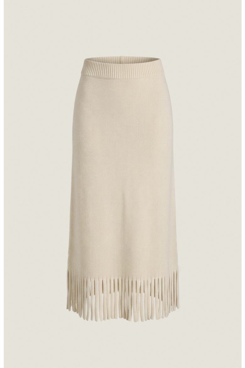 Emelia Fringe Sweater Skirt, Alternate, color, Alabaster