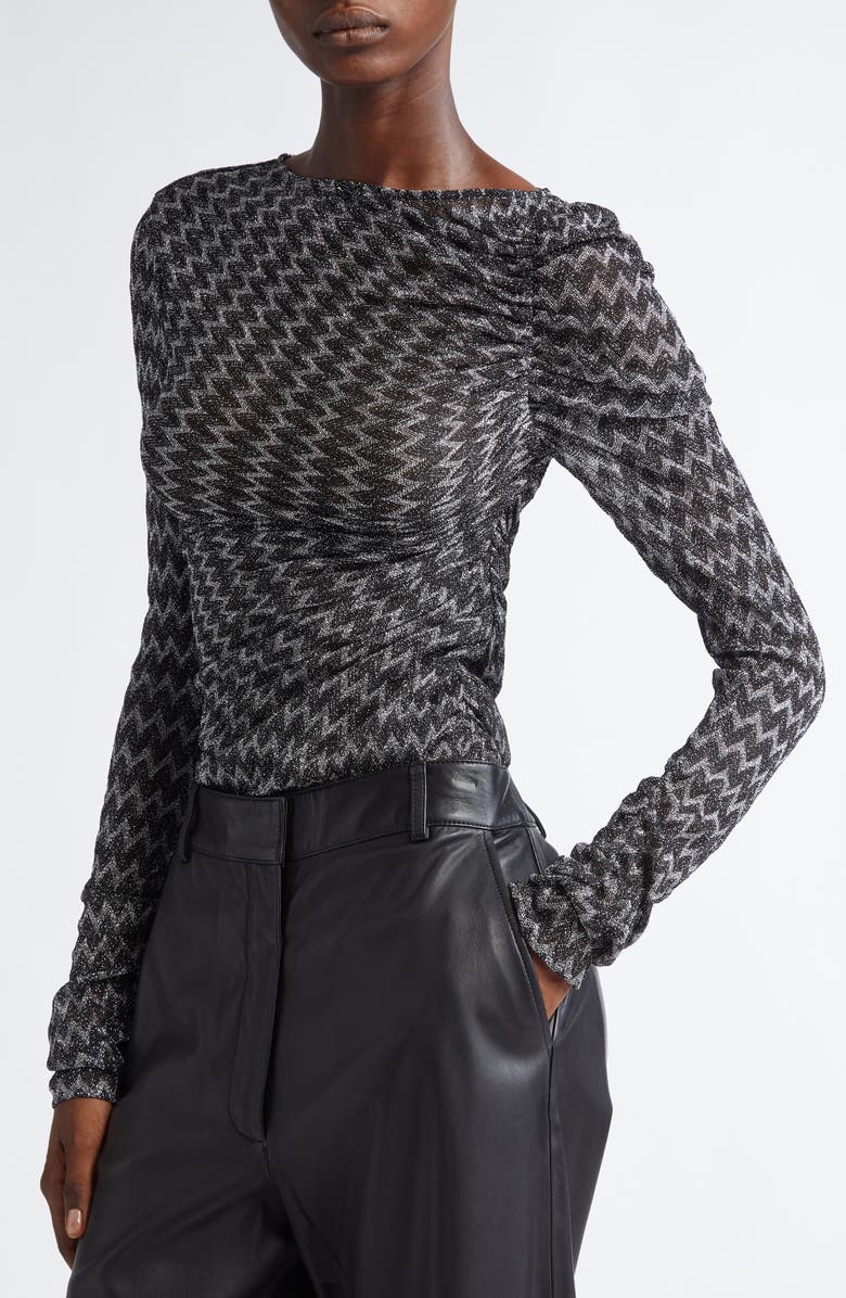 Missoni Gathered Asymmetric Neck Knit Top, Alternate, color, 