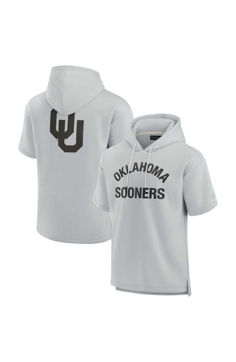 Fanatics Signature Unisex Fanatics Gray Oklahoma Sooners Elements Super Soft Fleece Short Sleeve Pullover Hoodie, Main, color, Gray