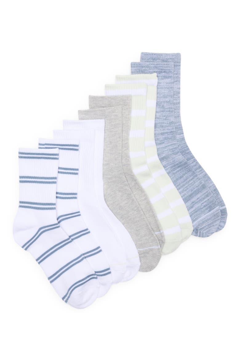 Athleisure Varsity Assorted 5-Pack Crew Socks, Main, color, BLUE STRIPE MULTI