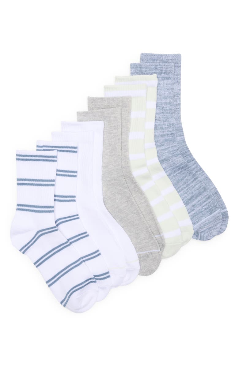 NORDSTROM RACK Athleisure Varsity Assorted 5-Pack Crew Socks, Main, color, Blue Stripe Multi