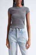 Alexander Wang Hotfix Crystal Logo Baby Tee