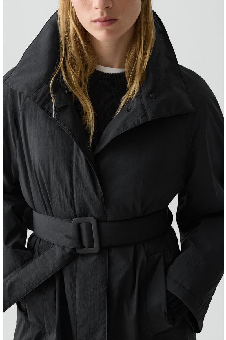 Belted Nylon Parka, Alternate, color, BLACK
