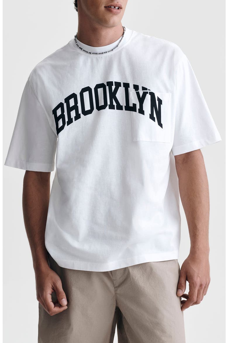 Loose Fit Collegiate Logo Cotton Graphic T-Shirt, Main, color, WHITE