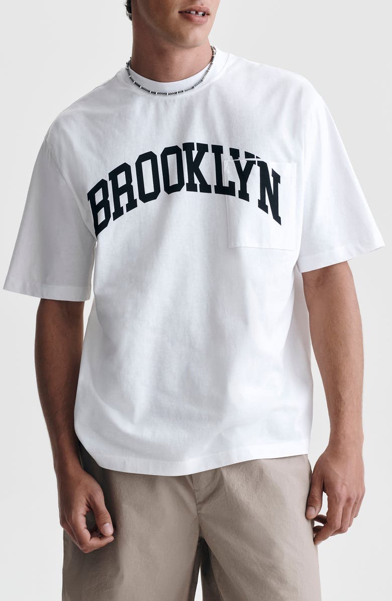 Brooklyn Industries Loose Fit Collegiate Logo Cotton Graphic T-Shirt, Main, color, 