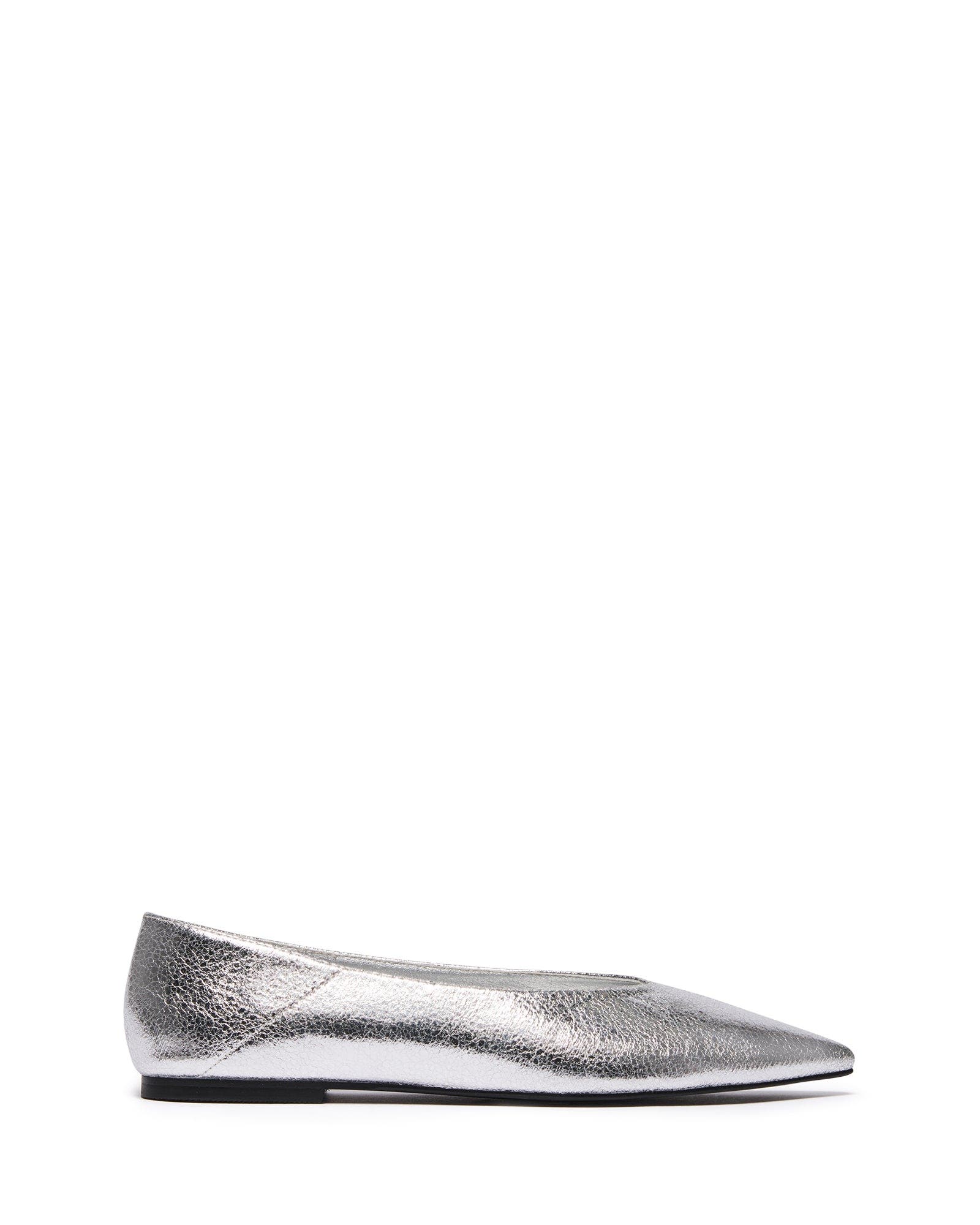 Therapy Australia Clara Pointed Toe Flats, Alternate, color, Silver Cracked Metallic Pu