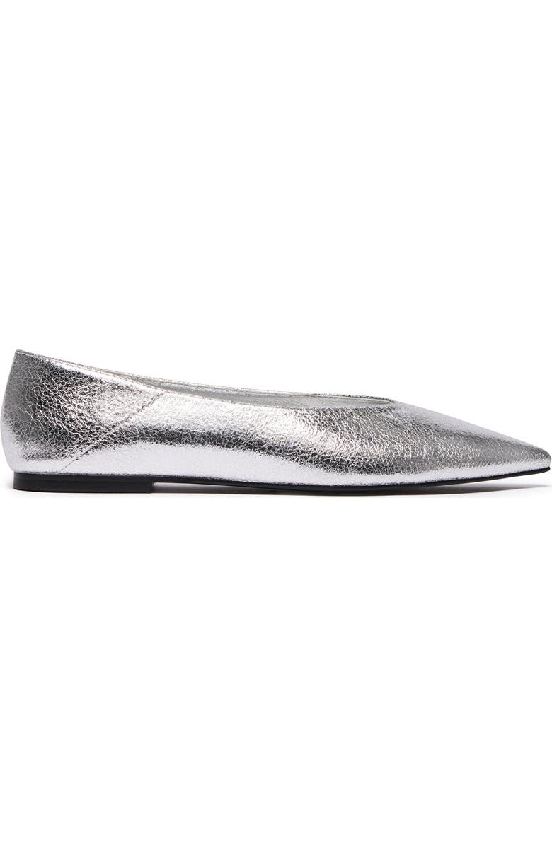 Therapy Australia Clara Pointed Toe Flats, Alternate, color, Silver Cracked Metallic Pu