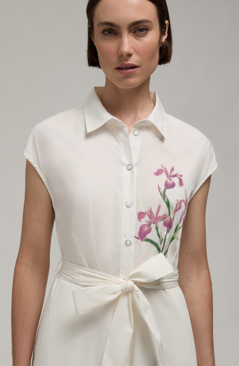 Hunter Midi Button Down Embroideried Shirt Dress, Alternate, color, Snow-White