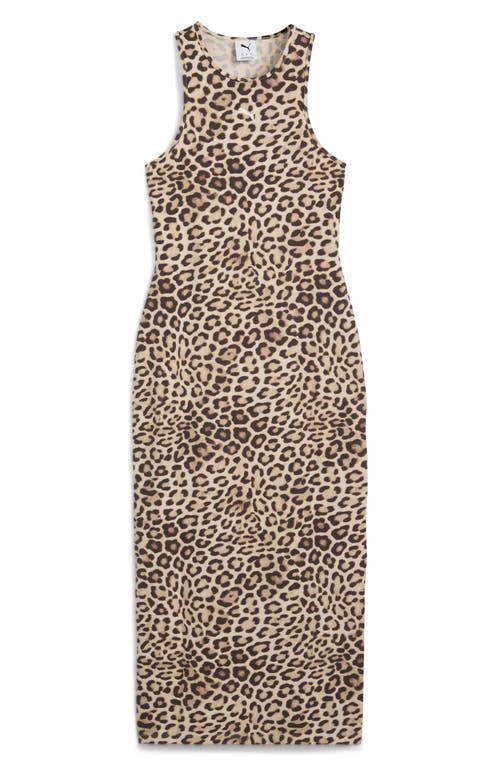 Puma Leo Leopard Print Stretch Cotton Tank Dress In Multi