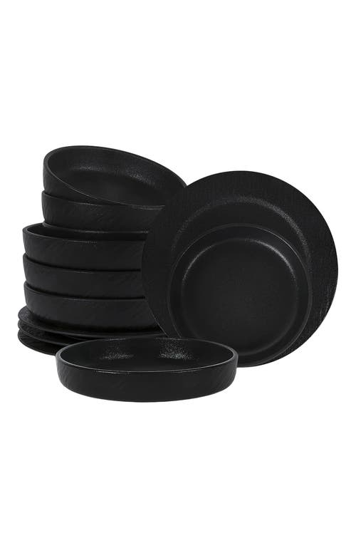 Stone Lain Senso New Bone China 12-piece Dinnerware Set In Black