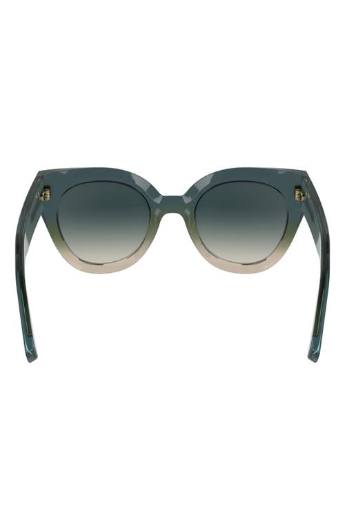 Longchamp Heritage 49mm Small Round Sunglasses In Transparent Gradient Blue/beig