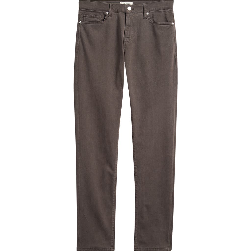 Frame L'homme Slim Fit Five-pocket Twill Pants In Brown