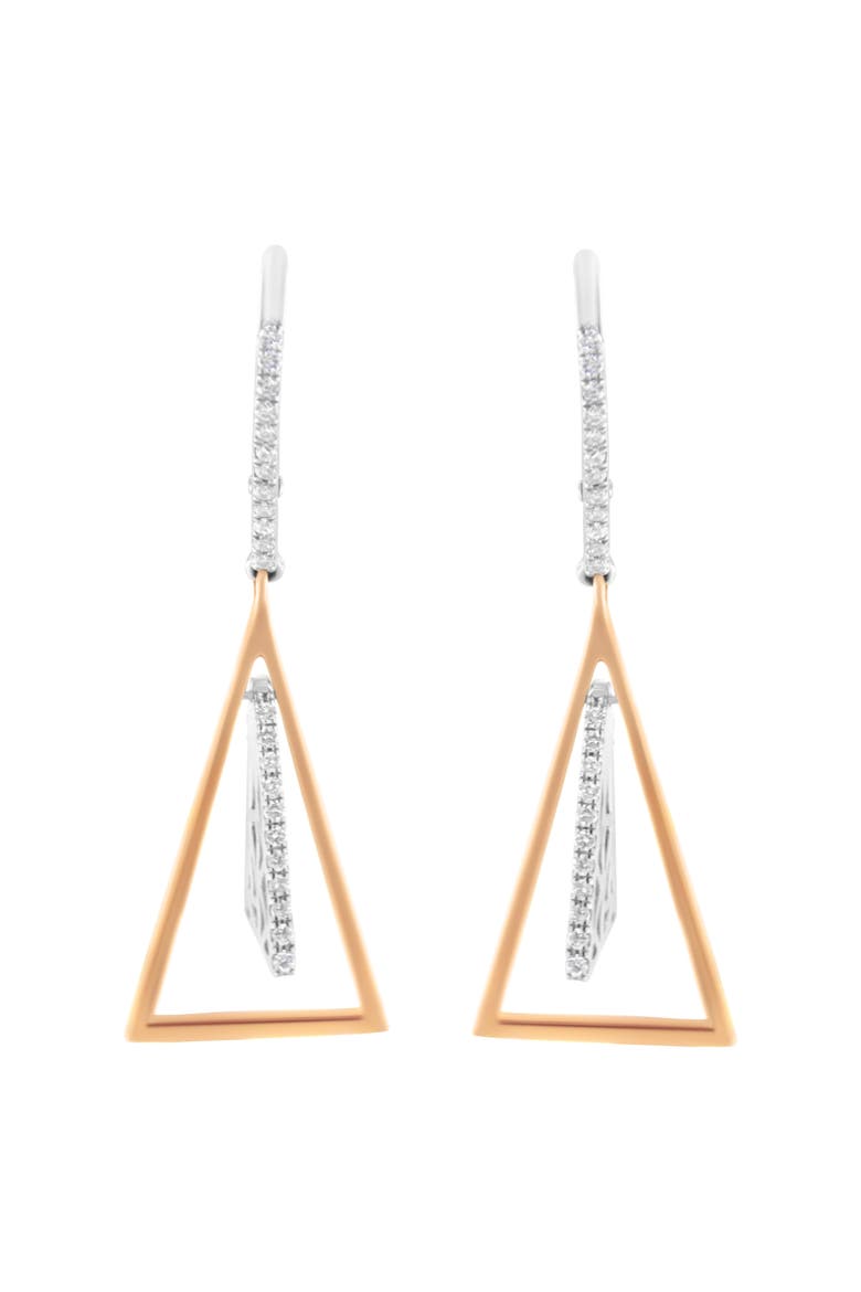 14K Rose and White Gold 3/8 Ct Diamond Windchime Drop and Dangle Earring, Main, color, White