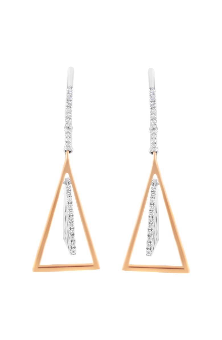 Haus of Brilliance 14K Rose and White Gold 3/8 Ct Diamond Windchime Drop and Dangle Earring, Main, color, White