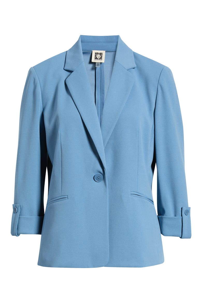 Single Button Notch Collar Blazer, Alternate, color, DUTCH BLUE