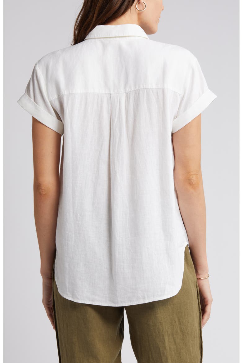Linen Blend Camp Shirt, Alternate, color, WHITE