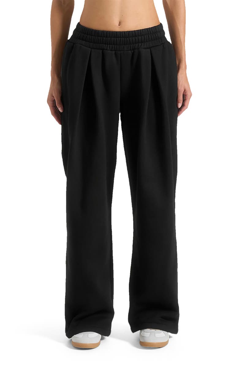 Manière De Voir Fanny Straight Leg Box Pleat Joggers, Alternate, color, Black