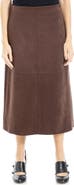 MAX STUDIO Faux Suede A-Line Midi Skirt