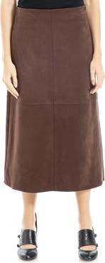 MAX STUDIO Faux Suede A-Line Midi Skirt