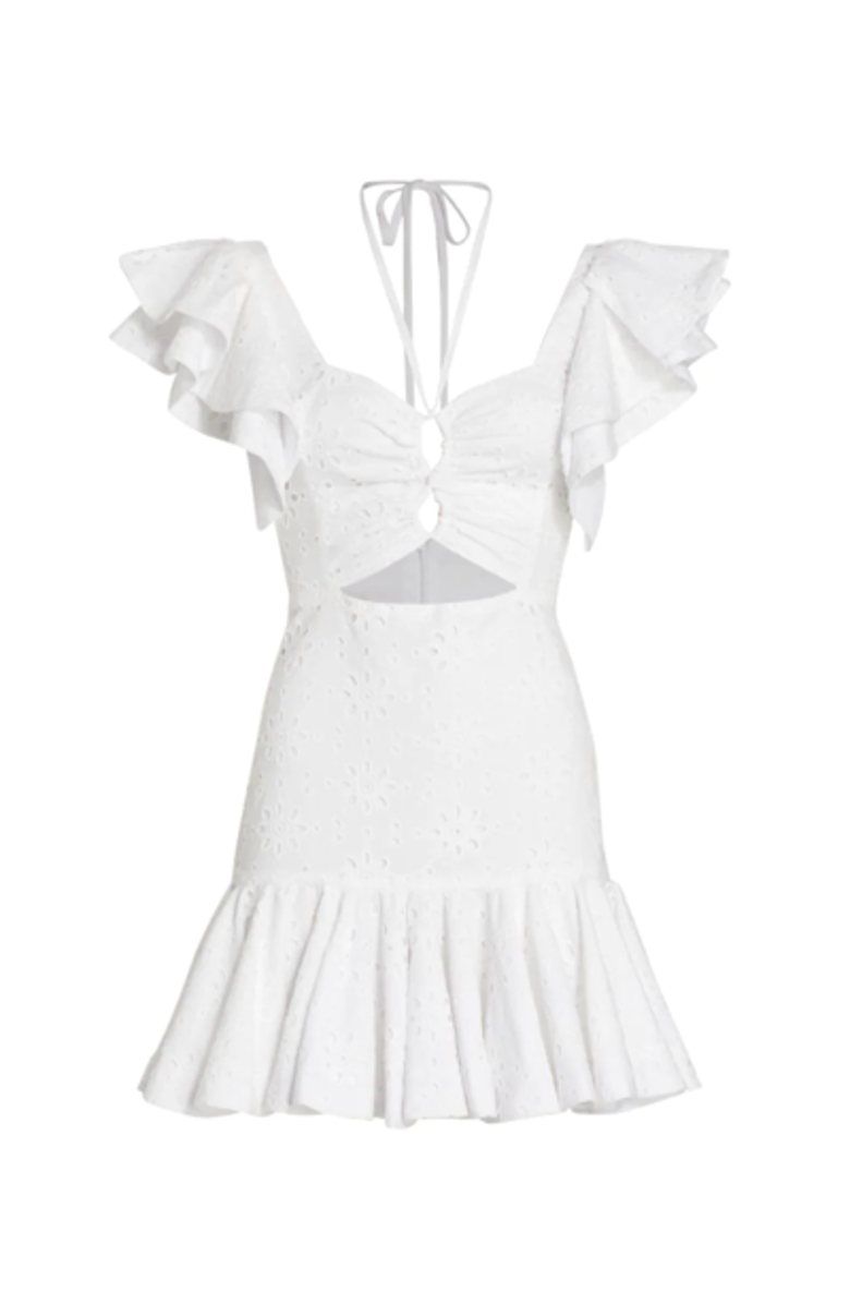 NO PISE LA GRAMA Chocolate Mini dress, Main, color, White Eyelet