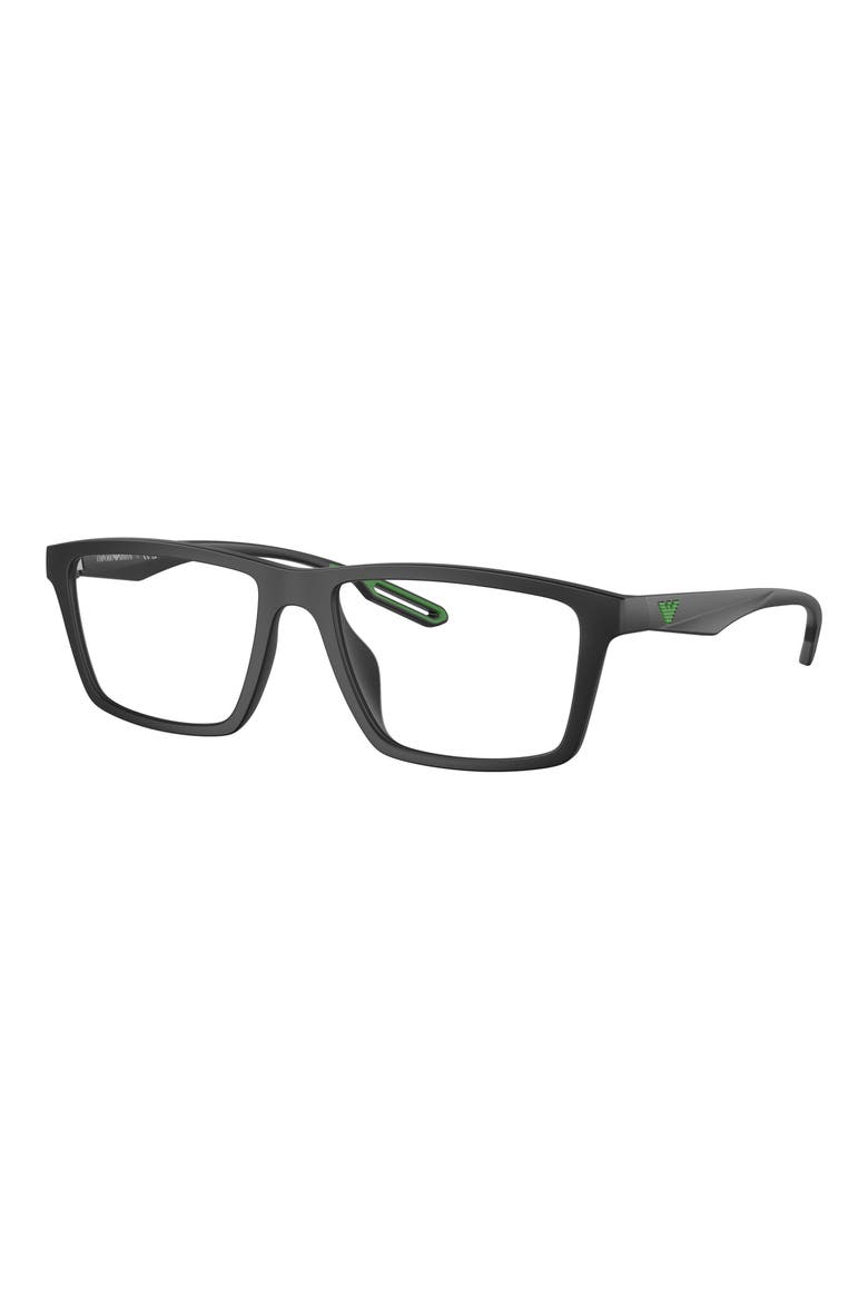 55mm Rectangular Optical Glasses, Alternate, color, MATTE BLACK / CLEAR