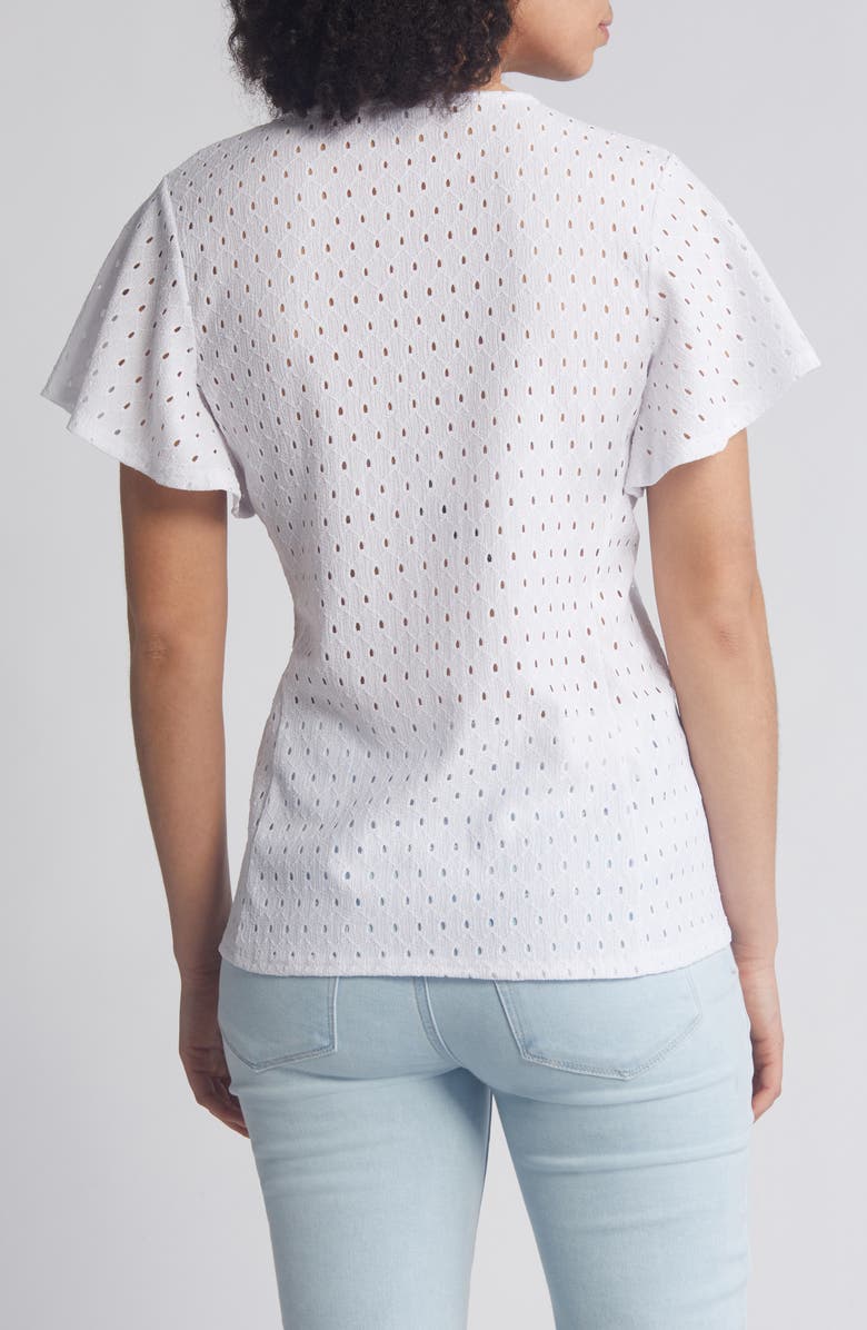 Loveappella Eyelet Wrap Top, Alternate, color, White