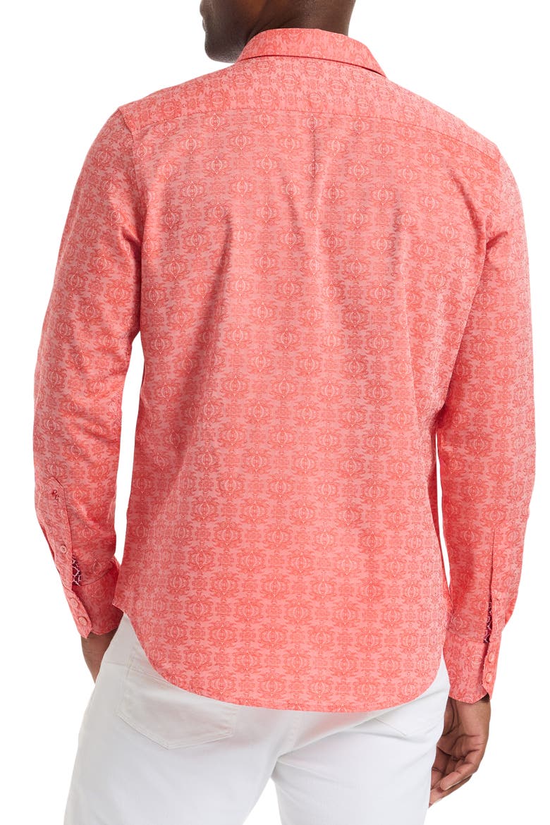 Stellman Cotton Button-Up Shirt, Alternate, color, CORAL