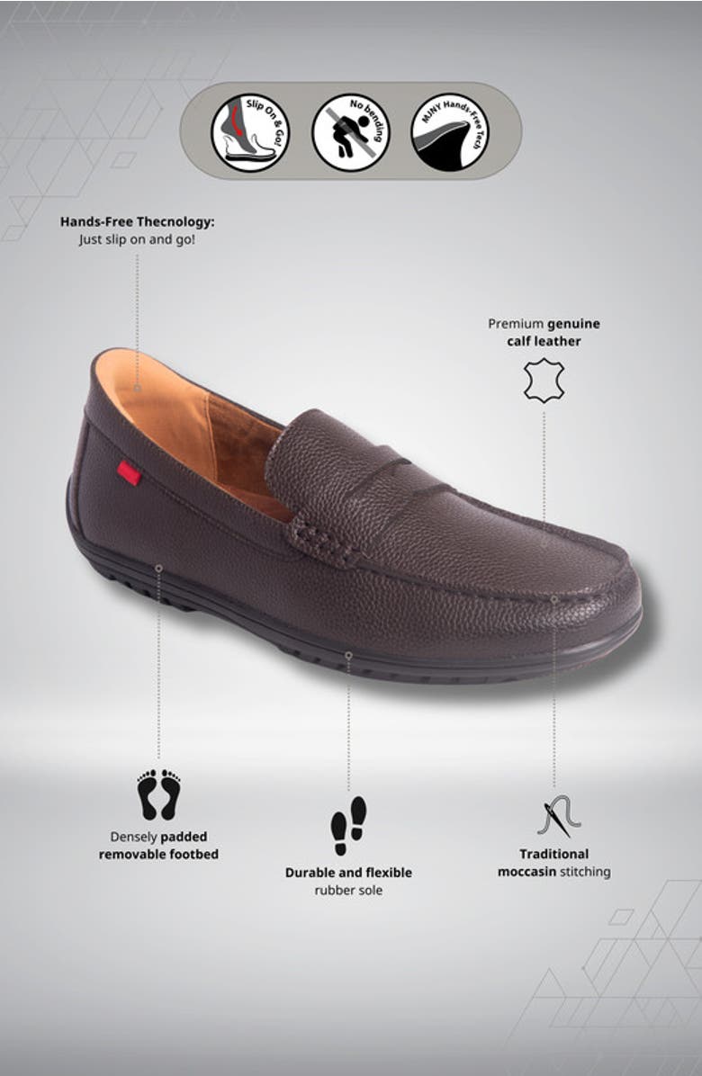 Marc Joseph New York John Street Hands Free Technology Leather Penny Loafer, Alternate, color, Mocha Grainy Leather