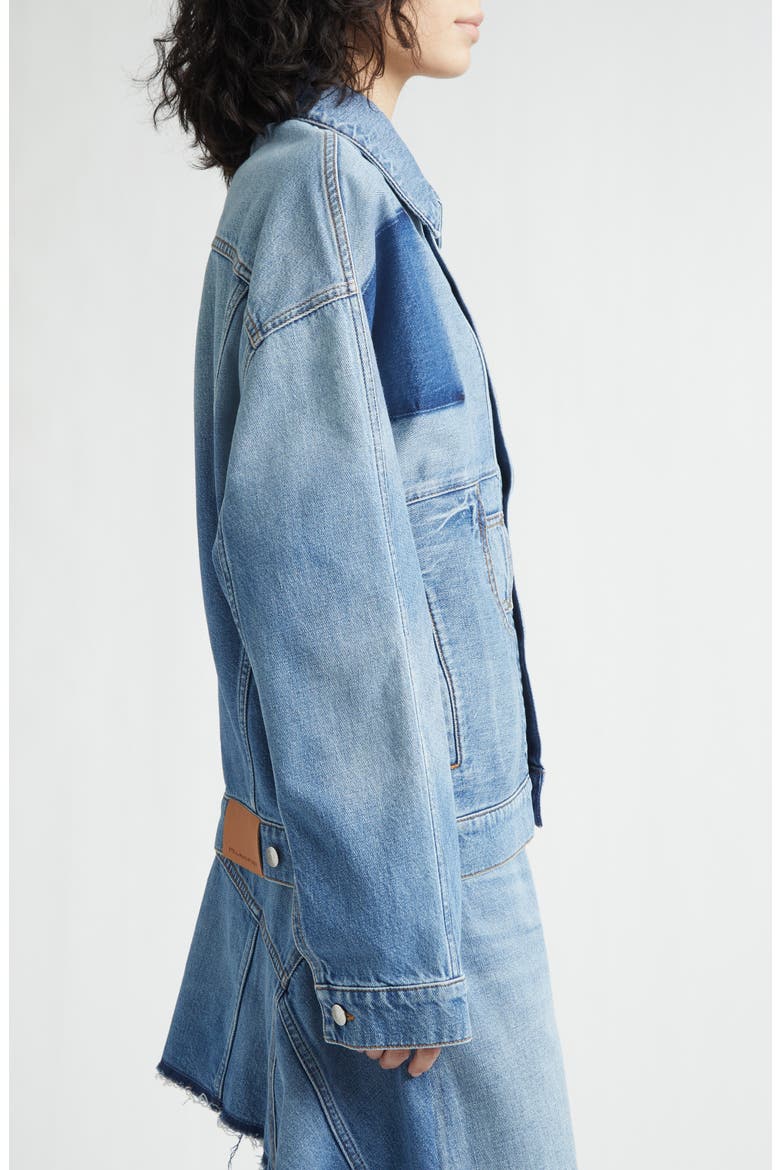 Deconstructed Denim Jacket, Alternate, color, MID BLUE