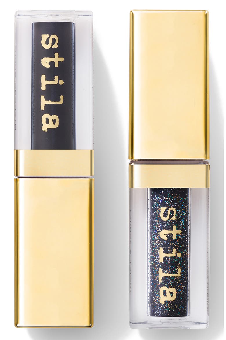 Double Dip Suede Shade and Glitter & Glow Liquid Eyeshadows, Alternate, color, BLACK OUT