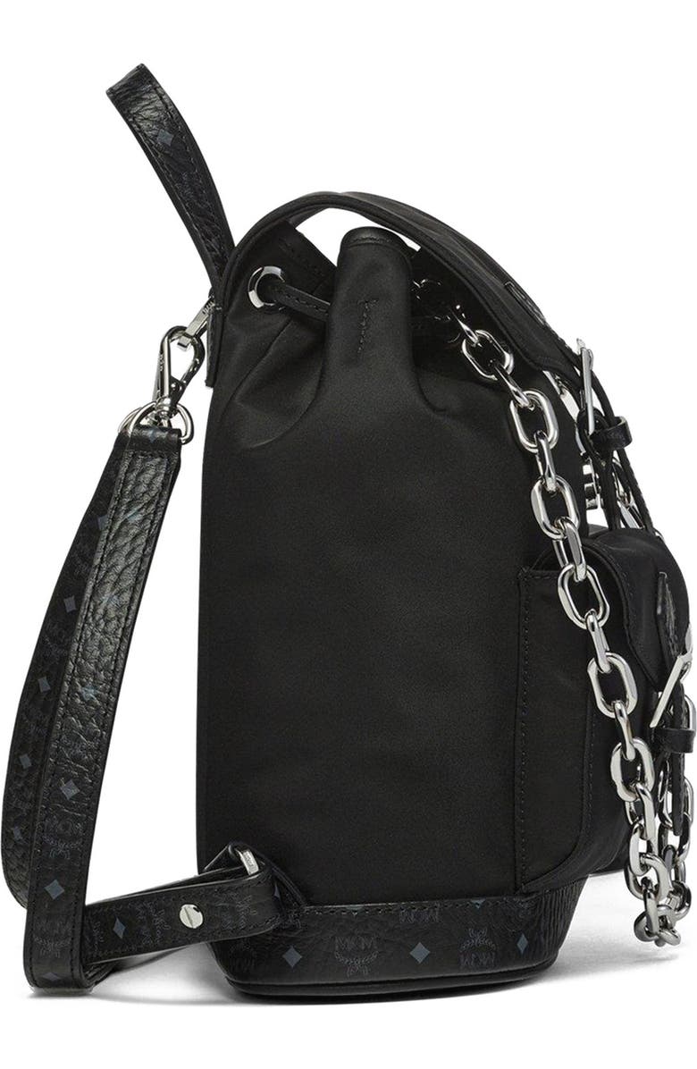 MCM Mini Aren Drawstring Backpack in ECONYL and Leather, Alternate, color,