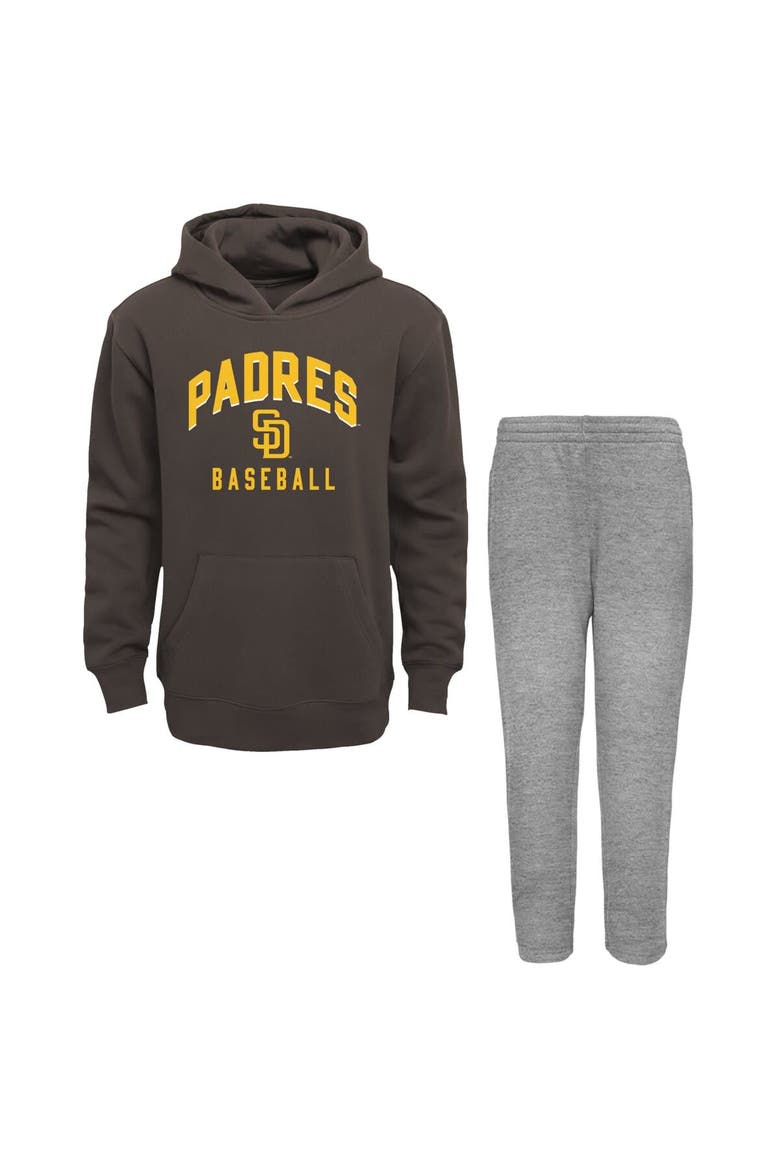 Infant Brown/Heather Gray San Diego Padres Play by Play Pullover Hoodie & Pants Set, Main, color, Brown