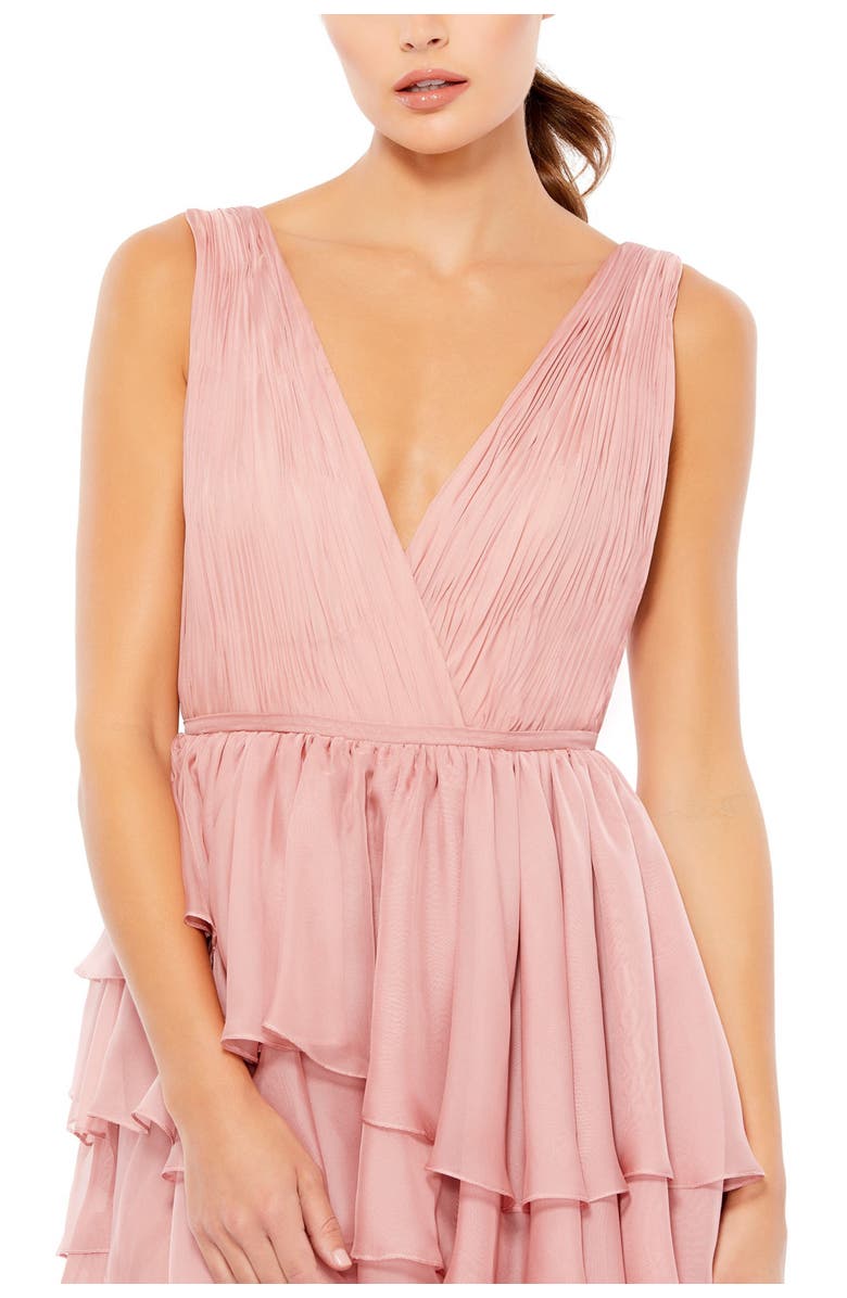 Mac Duggal High Low Tiered Gown with Built In Bodysuit, Alternate, color, Rose Pink