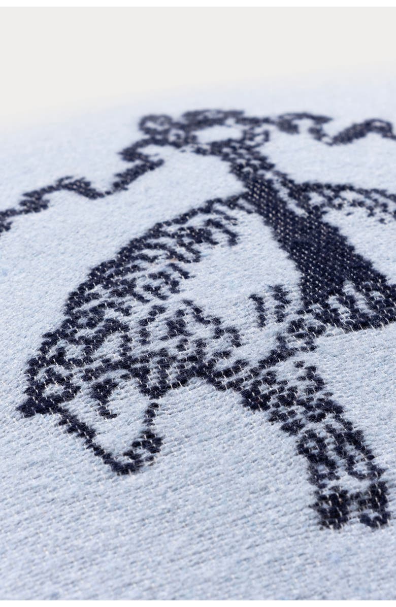 Brooks Brothers Signature Logo Cotton Throw Pillow, Alternate, color, Light Marine