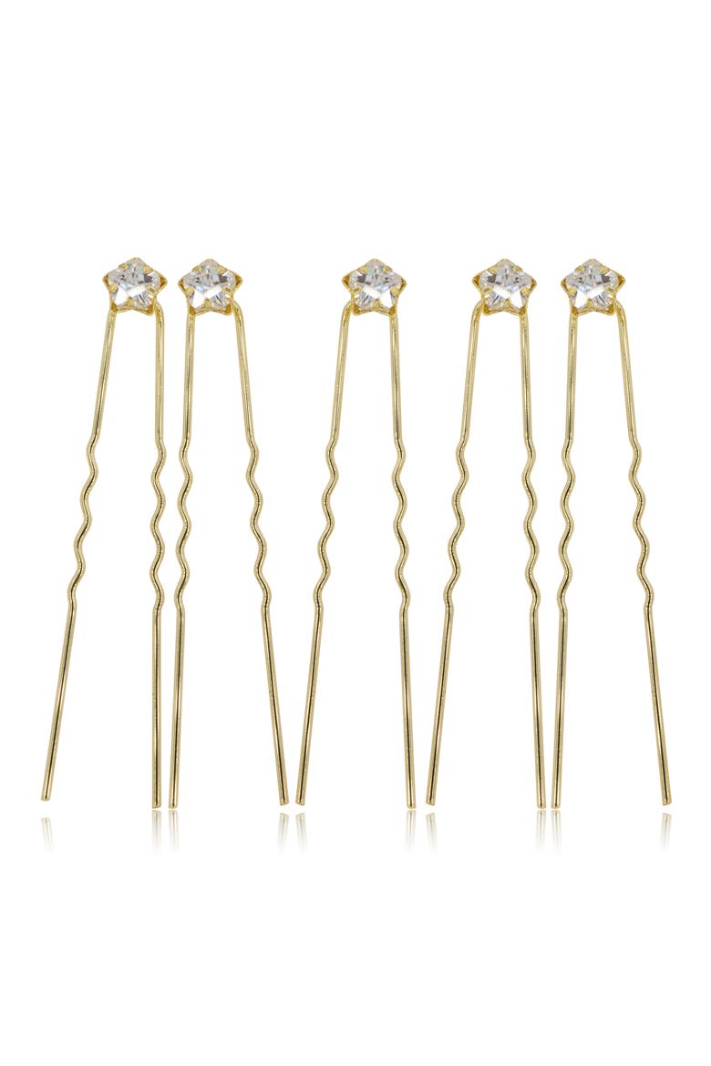 Danai Set of 5 Crystal Hair Pins, Alternate, color, GOLD