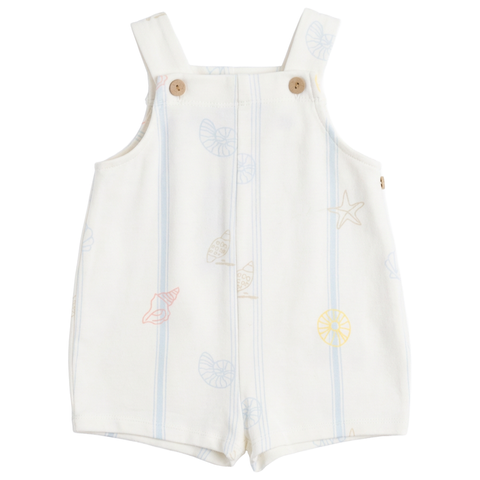 Baby Boys Seashell Print Stretch Cotton Overalls